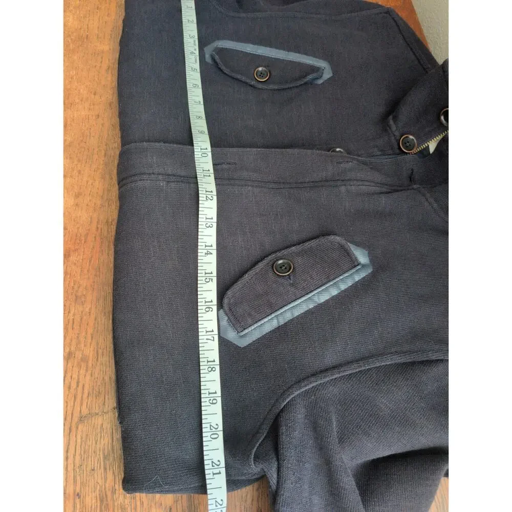 Banana Republic Sweater Mens L Navy Elbow Patches Pockets Cotton‎ Grandpa Preppy